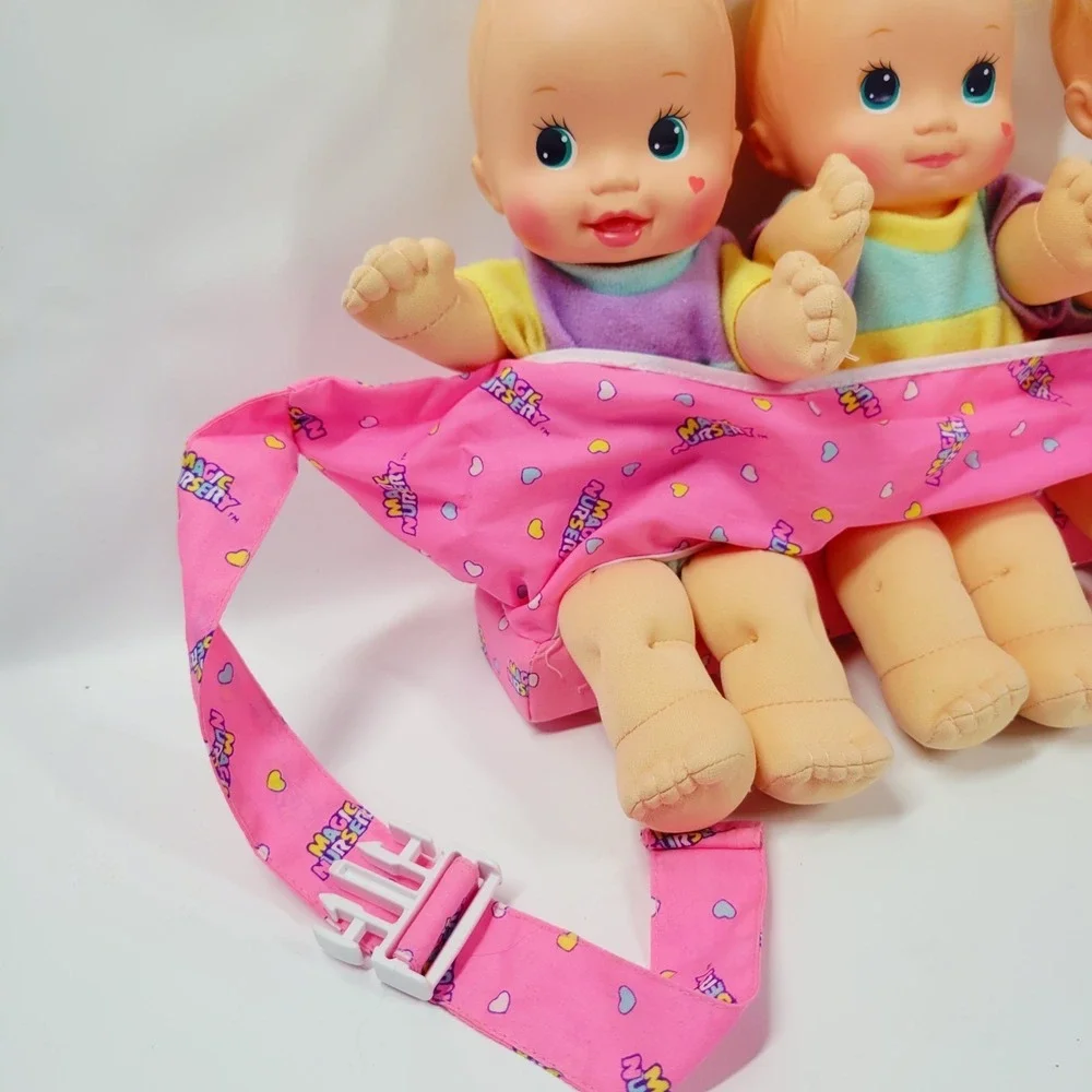 Vintage 1992 Magic Nursery Fuss n Giggle Baby Doll Triplets WORKS